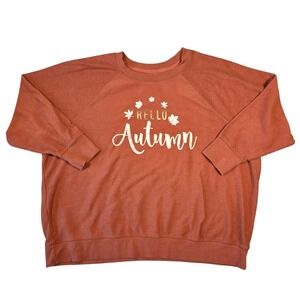 Maurices Womens Orange Hello Autumn Graphic Sweatshirt Pullover 2X Boho Fall